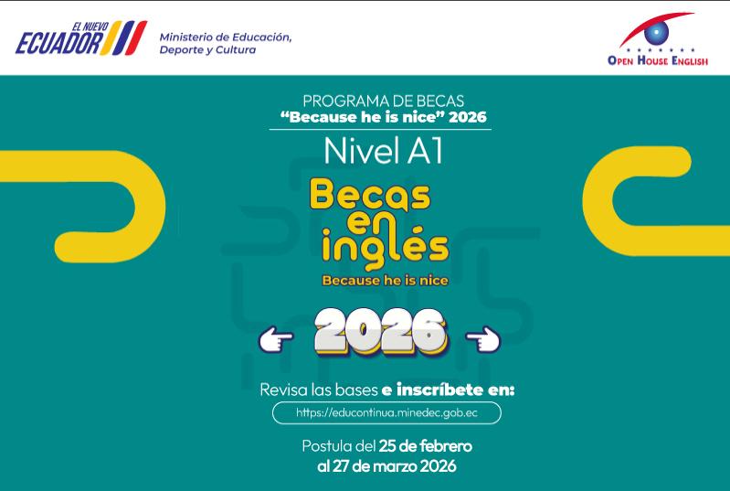 Programa de Becas Because he is nice 2026 - Open House English